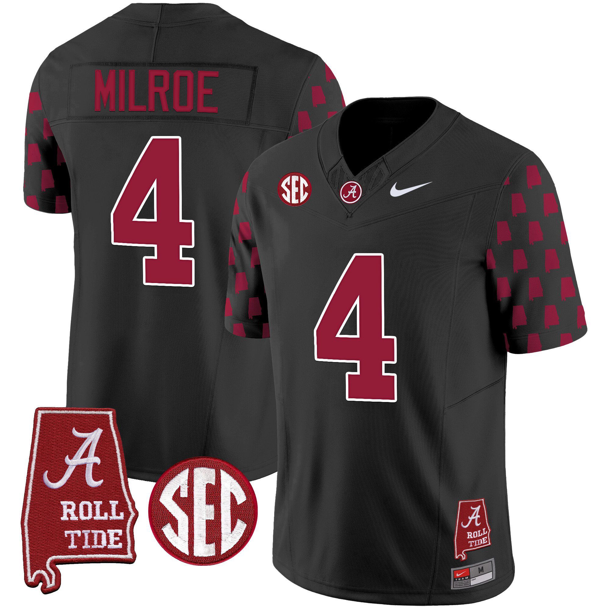 Men Alabama Crimson Tide #4 Milroe Black Vapor Limited 2024 Nike NCAA Jersey